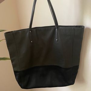 Color block Leather Tote